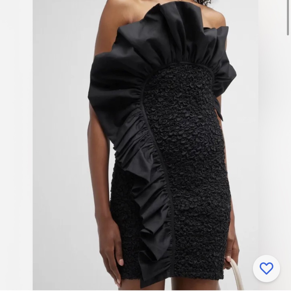 Mara Hoffman Black Ruffle Strapless Mini Dress